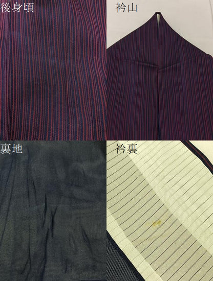 平和屋着物＊夏物 小紋 紗 縞 正絹 逸品 BAAW5077hj