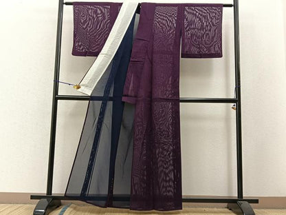 平和屋着物＊夏物 小紋 紗 縞 正絹 逸品 BAAW5077hj