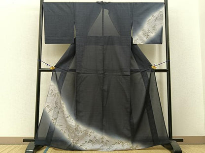 平和屋着物＊夏物 訪問着 紗紬 刺繍 萩 金糸 正絹 逸品 BAAW5078hj