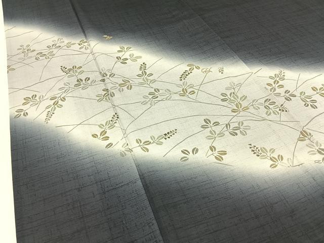 平和屋着物＊夏物 訪問着 紗紬 刺繍 萩 金糸 正絹 逸品 BAAW5078hj