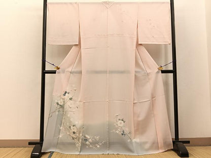 平和屋着物＊夏物 訪問着 絽 友禅 白椿に梅 暈し染め 正絹 逸品 未使用 BAAW5080hj