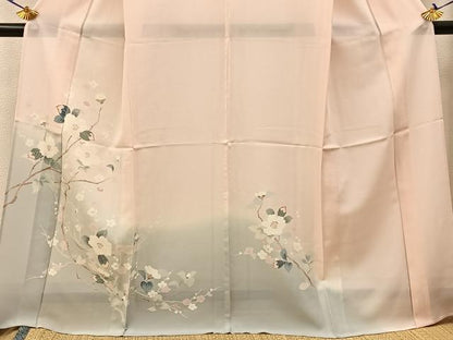 平和屋着物＊夏物 訪問着 絽 友禅 白椿に梅 暈し染め 正絹 逸品 未使用 BAAW5080hj