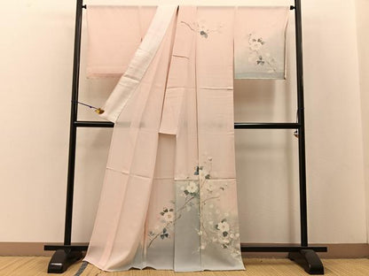平和屋着物＊夏物 訪問着 絽 友禅 白椿に梅 暈し染め 正絹 逸品 未使用 BAAW5080hj