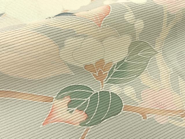 平和屋着物＊夏物 訪問着 絽 友禅 白椿に梅 暈し染め 正絹 逸品 未使用 BAAW5080hj