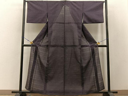 平和屋着物＊夏物 小紋 絽 横縞 正絹 逸品 BAAW5083hj