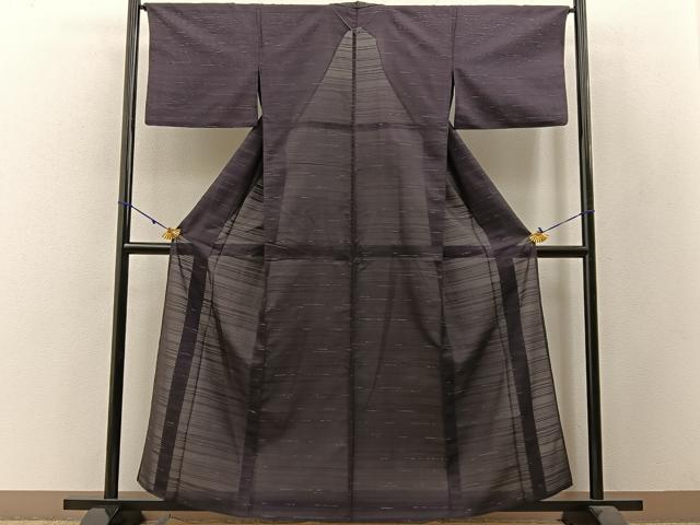 平和屋着物＊夏物 小紋 絽 横縞 正絹 逸品 BAAW5083hj
