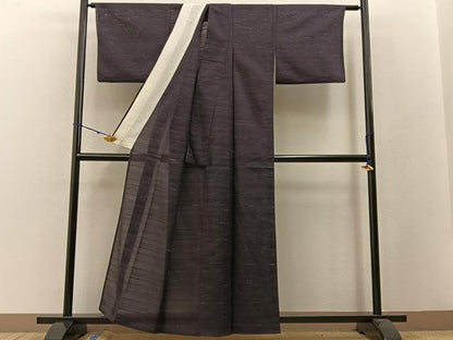 平和屋着物＊夏物 小紋 絽 横縞 正絹 逸品 BAAW5083hj