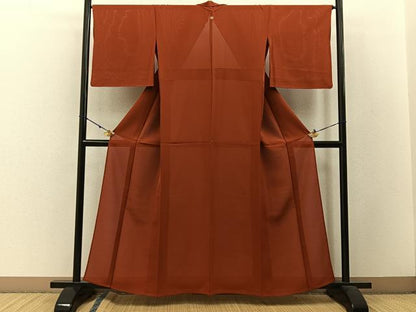 平和屋着物＊夏物 色無地 絽 赤丹色 正絹 逸品 BAAW5085hj