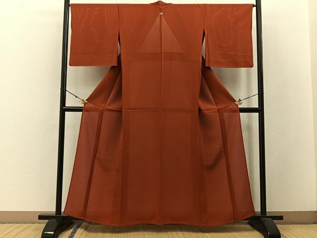 平和屋着物＊夏物 色無地 絽 赤丹色 正絹 逸品 BAAW5085hj