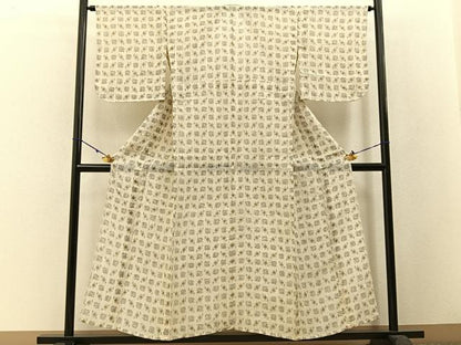 平和屋着物＊夏物　本場小千谷ちぢみ　草花文　麻　逸品　BAAW5086hj