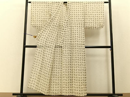 平和屋着物＊夏物　本場小千谷ちぢみ　草花文　麻　逸品　BAAW5086hj