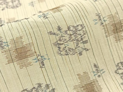 平和屋着物＊夏物　本場小千谷ちぢみ　草花文　麻　逸品　BAAW5086hj