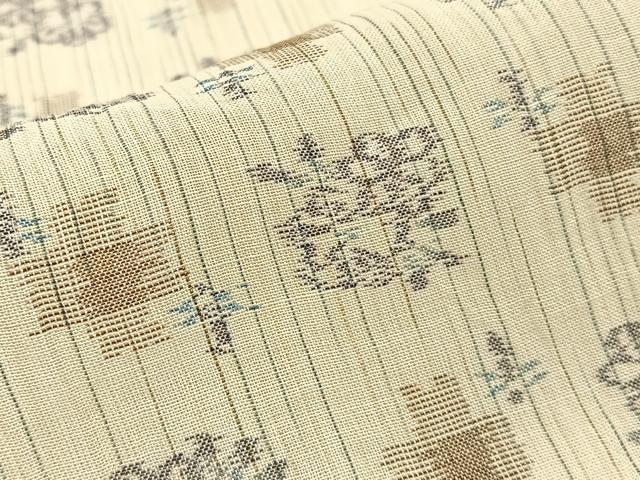 平和屋着物＊夏物　本場小千谷ちぢみ　草花文　麻　逸品　BAAW5086hj