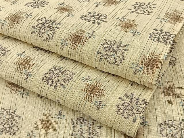 平和屋着物＊夏物　本場小千谷ちぢみ　草花文　麻　逸品　BAAW5086hj