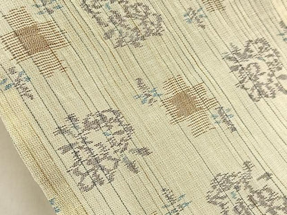 平和屋着物＊夏物　本場小千谷ちぢみ　草花文　麻　逸品　BAAW5086hj