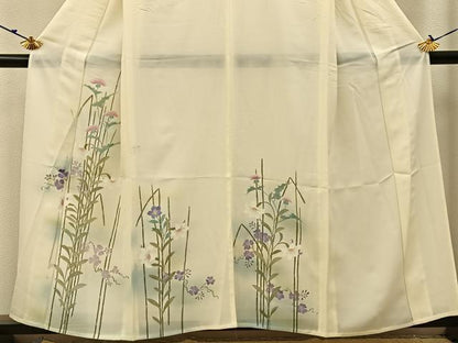 平和屋着物＊夏物 訪問着 絽 手描き 草花文 暈し染め 正絹 逸品 BAAW5087hj