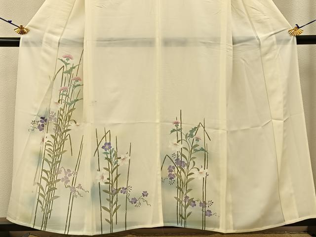 平和屋着物＊夏物 訪問着 絽 手描き 草花文 暈し染め 正絹 逸品 BAAW5087hj