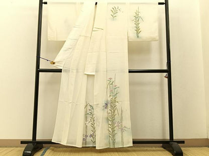 平和屋着物＊夏物 訪問着 絽 手描き 草花文 暈し染め 正絹 逸品 BAAW5087hj