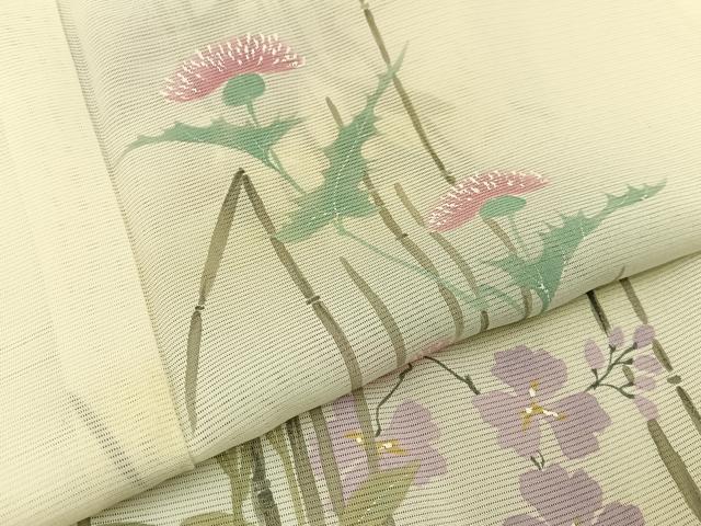 平和屋着物＊夏物 訪問着 絽 手描き 草花文 暈し染め 正絹 逸品 BAAW5087hj