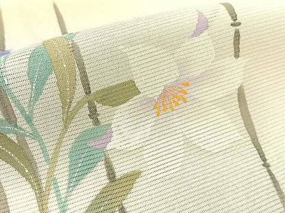 平和屋着物＊夏物 訪問着 絽 手描き 草花文 暈し染め 正絹 逸品 BAAW5087hj