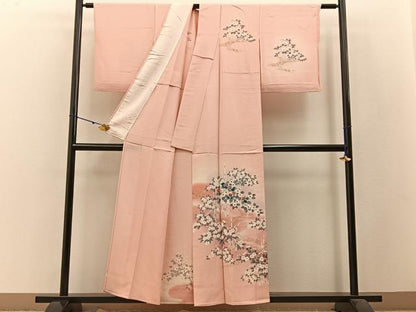 平和屋着物▽訪問着 単衣 流水花文 暈し染め 金彩 正絹 逸品 BAAW5091hj