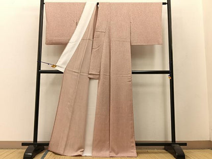 平和屋着物▽上質な小紋 単衣 地紋起こし 杢目文様 正絹 逸品 BAAW5092hj