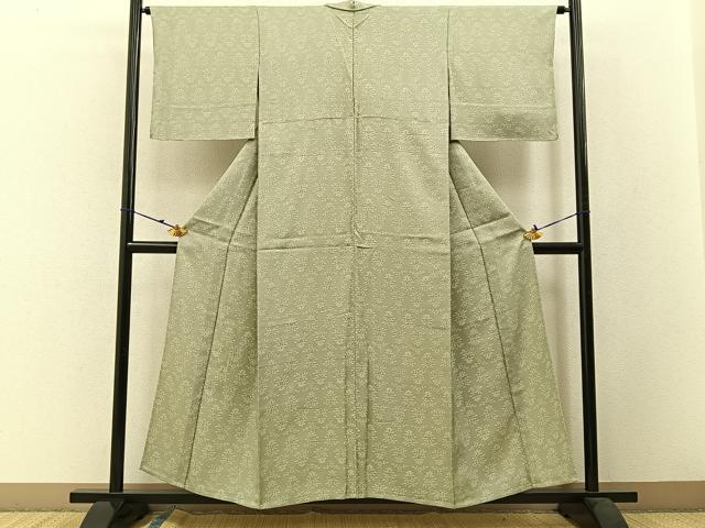 平和屋着物▽上質な小紋 単衣 草花文 正絹 逸品 BAAW5095hj