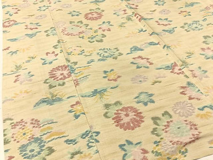 平和屋着物▽上質な紬 単衣 菊楓文 正絹 逸品 BAAW5096hj