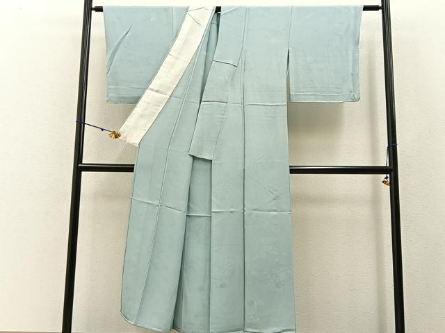 平和屋着物▽上質な色無地 単衣 草花地紋 千草鼠色 正絹 逸品 未使用 BAAW5100hj
