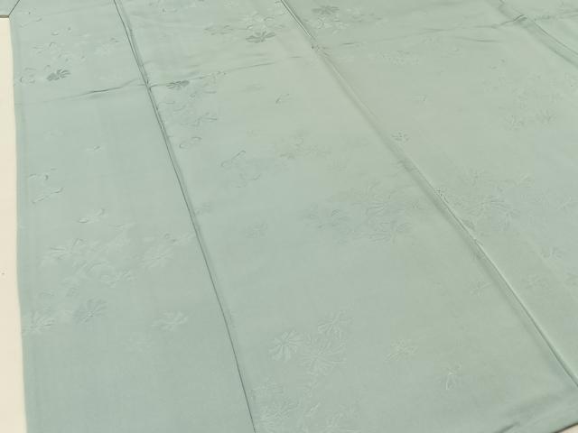 平和屋着物▽上質な色無地 単衣 草花地紋 千草鼠色 正絹 逸品 未使用 BAAW5100hj