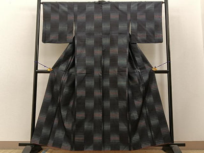 平和屋着物●本場大島紬 横段文 正絹 逸品 BAAW5101hj