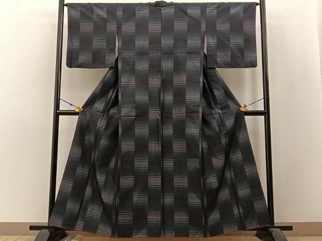 平和屋着物●本場大島紬 横段文 正絹 逸品 BAAW5101hj