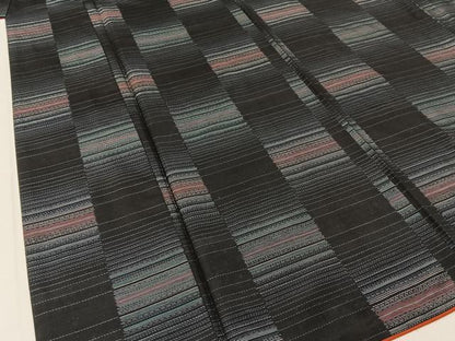 平和屋着物●本場大島紬 横段文 正絹 逸品 BAAW5101hj