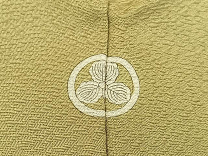 平和屋着物●上質な色無地 亀甲地紋 若葉色 正絹 逸品 BAAW5106hj
