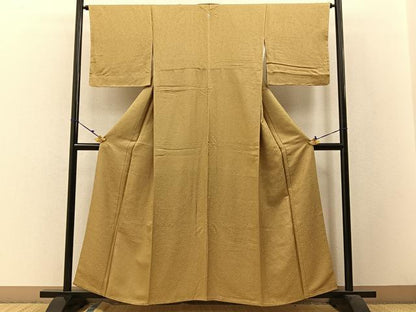 平和屋着物●上質な色無地 南天地紋 桑染色 正絹 逸品 未使用 BAAW5107hj