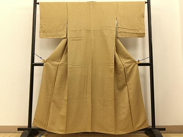 平和屋着物●上質な色無地 南天地紋 桑染色 正絹 逸品 未使用 BAAW5107hj