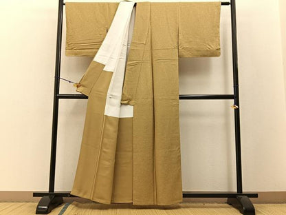 平和屋着物●上質な色無地 南天地紋 桑染色 正絹 逸品 未使用 BAAW5107hj