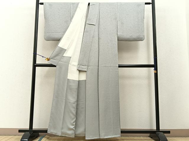 平和屋着物●京友禅作家 山科春宣監修 色無地 御所解地紋 薄雲鼠色 正絹 逸品 BAAW5110hj