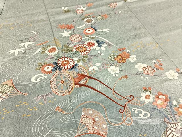 平和屋着物●訪問着 鳳凰花車文 暈し染め 金彩 正絹 逸品 BAAW5111hj
