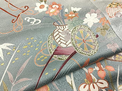 平和屋着物●訪問着 鳳凰花車文 暈し染め 金彩 正絹 逸品 BAAW5111hj
