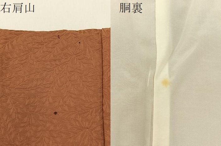 平和屋着物●上質な色無地 草葉地紋 灰茶色 正絹 逸品 BAAW5113hj
