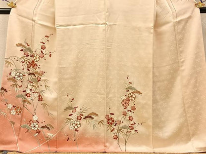 平和屋着物●訪問着 駒刺繍 松竹梅 暈し染め 金彩 正絹 逸品 BAAW5116hj