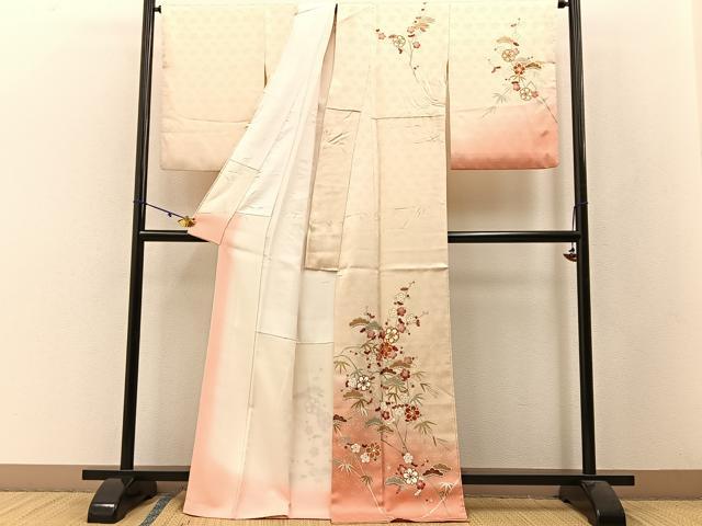 平和屋着物●訪問着 駒刺繍 松竹梅 暈し染め 金彩 正絹 逸品 BAAW5116hj