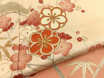 平和屋着物●訪問着 駒刺繍 松竹梅 暈し染め 金彩 正絹 逸品 BAAW5116hj