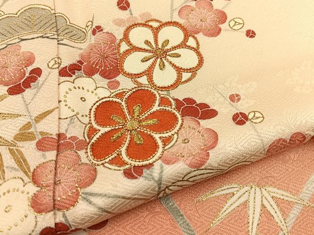 平和屋着物●訪問着 駒刺繍 松竹梅 暈し染め 金彩 正絹 逸品 BAAW5116hj