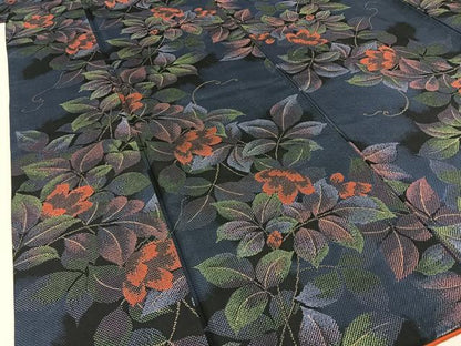 平和屋着物●本場染大島紬 草花文 正絹 逸品 BAAW5119hj