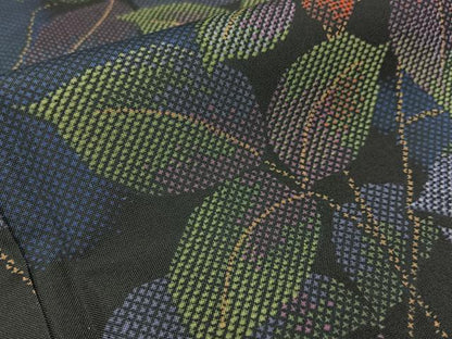 平和屋着物●本場染大島紬 草花文 正絹 逸品 BAAW5119hj
