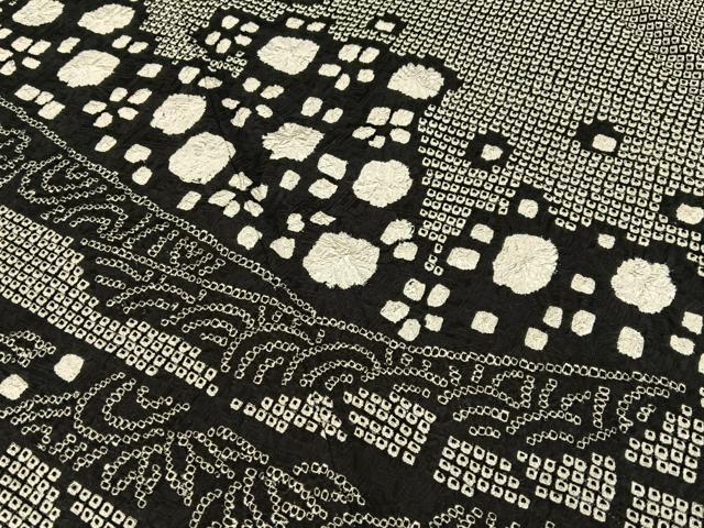 平和屋着物●訪問着 総絞り 流水笹梅文 黒地 正絹 逸品 BAAW5121hj