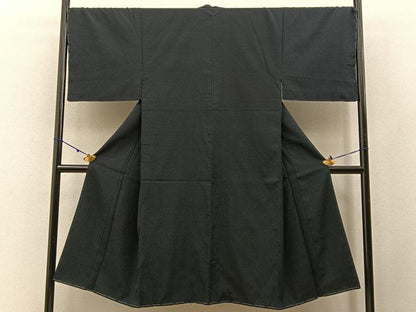 平和屋着物●男性 お召 吉祥文 黒地 正絹 逸品 未使用 BAAW5122hj