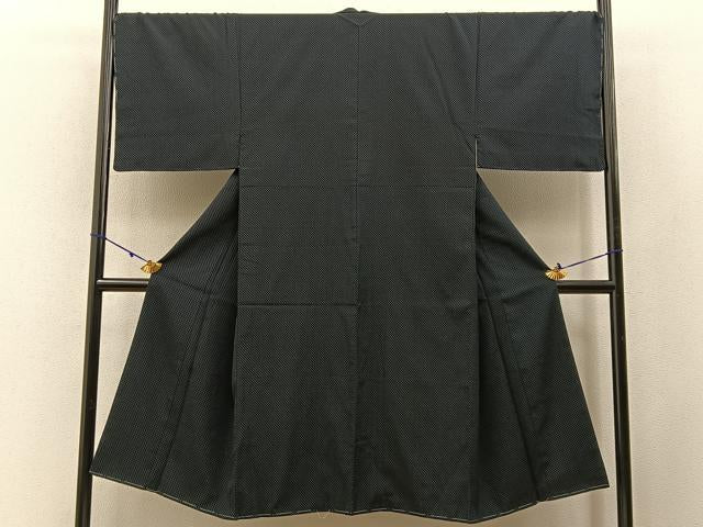 平和屋着物●男性 お召 吉祥文 黒地 正絹 逸品 未使用 BAAW5122hj